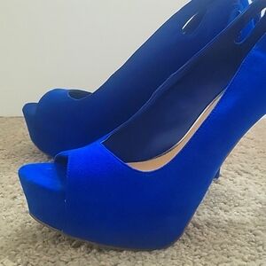 Size 8 Royal Blue faux suede 5 inch stiletto